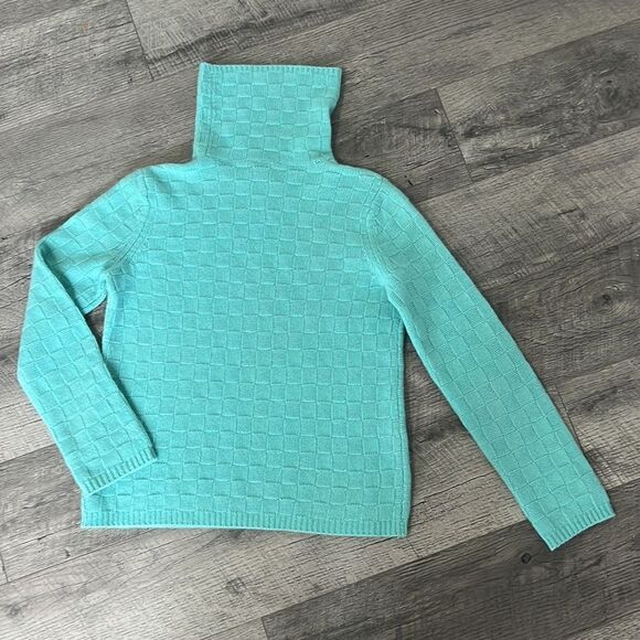 Grayson & Dunn cashmere turtleneck sweater Sz PS Tiffany color - Picture 2 of 6